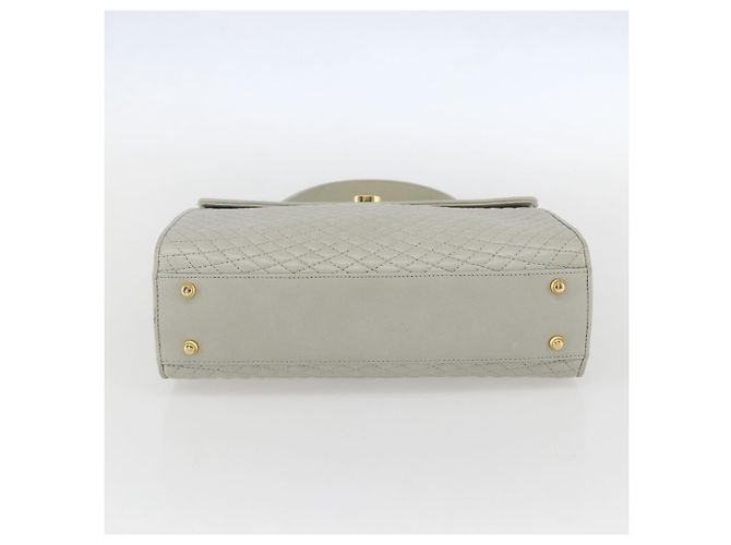 BALLY Bolsa de Mão de Couro Marfim Ouro Auth 157907 Dourado Cru - vista 5