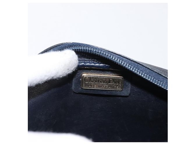 Borsa a Spalla Christian Dior in Pelle Blu Navy Oro Auth ka1151 D'oro - vista 15
