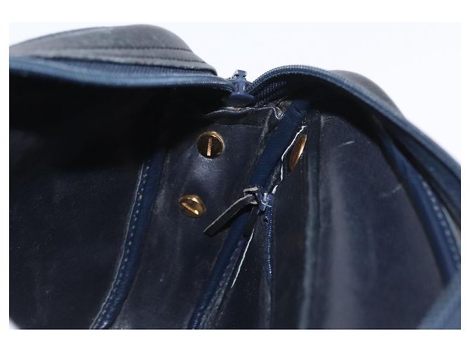 Borsa a Spalla Christian Dior in Pelle Blu Navy Oro Auth ka1151 D'oro - vista 17