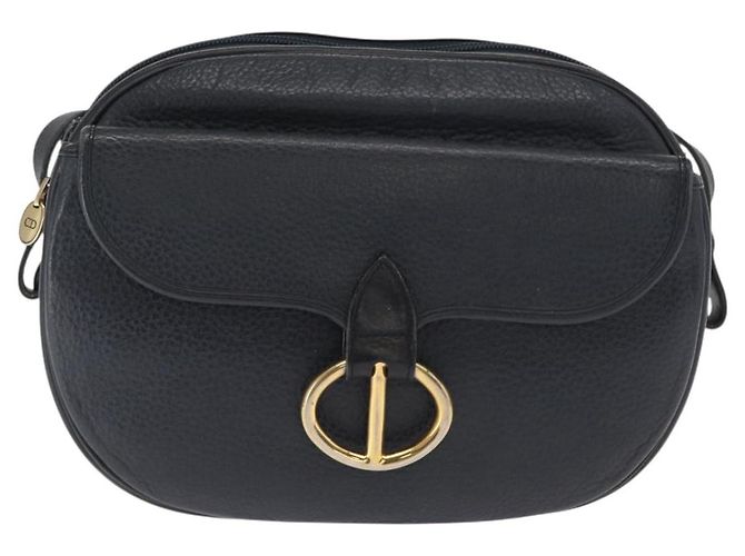 Borsa a Spalla Christian Dior in Pelle Blu Navy Oro Auth ka1151 D'oro - vista 2