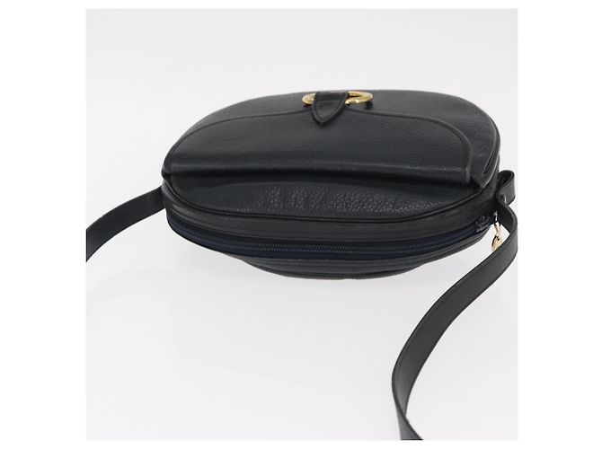 Borsa a Spalla Christian Dior in Pelle Blu Navy Oro Auth ka1151 D'oro - vista 6