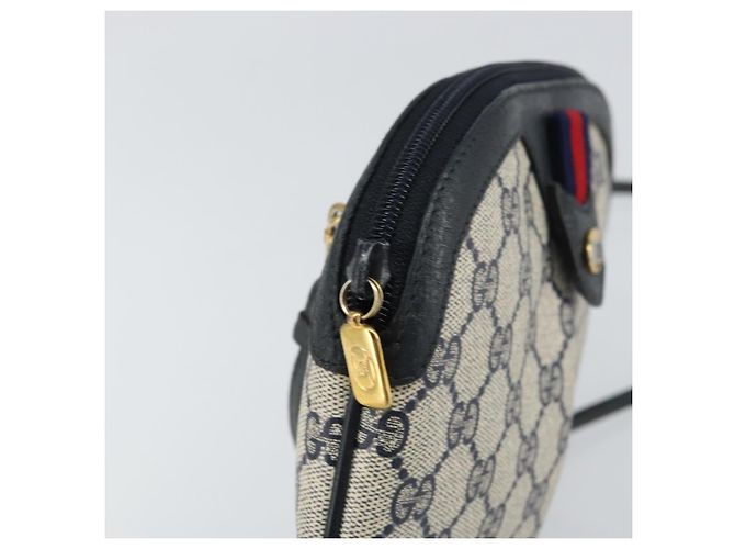 Borsa a Spalla Gucci GG Supreme Sherry Line PVC Blu Navy Oro 904 02 047 Auth BA9137 D'oro - vista 15