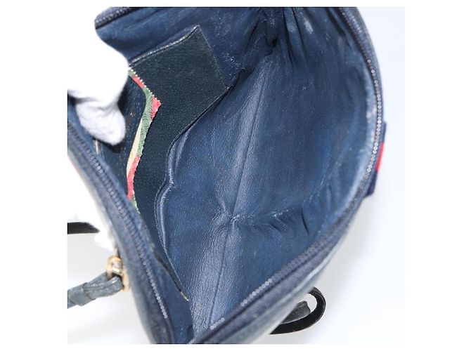 Borsa a Spalla Gucci GG Supreme Sherry Line PVC Blu Navy Oro 904 02 047 Auth BA9137 D'oro - vista 17
