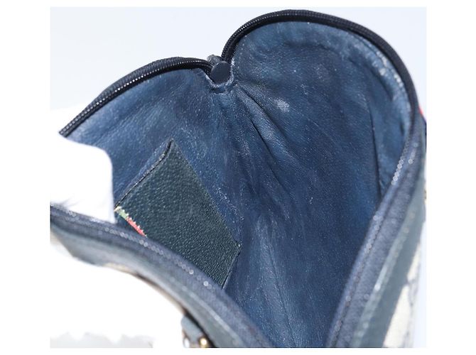 Borsa a Spalla Gucci GG Supreme Sherry Line PVC Blu Navy Oro 904 02 047 Auth BA9137 D'oro - vista 18