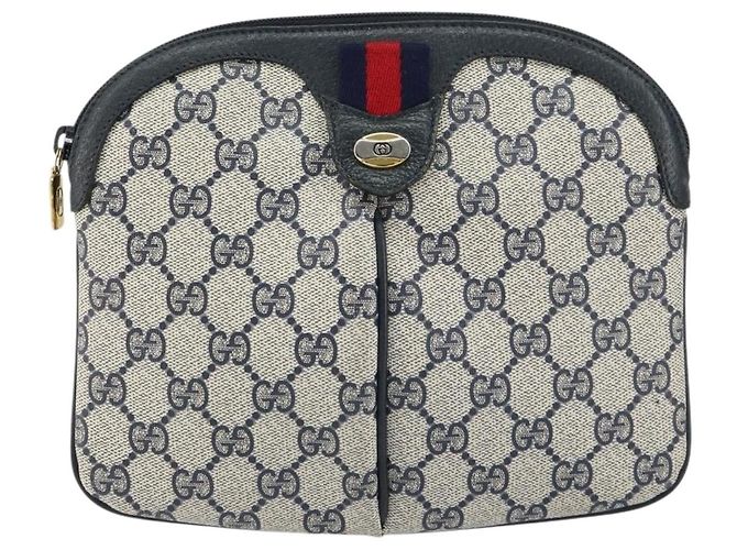 Borsa a Spalla Gucci GG Supreme Sherry Line PVC Blu Navy Oro 904 02 047 Auth BA9137 D'oro - vista 2