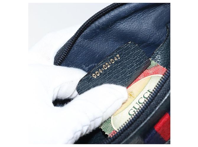 Borsa a Spalla Gucci GG Supreme Sherry Line PVC Blu Navy Oro 904 02 047 Auth BA9137 D'oro - vista 21