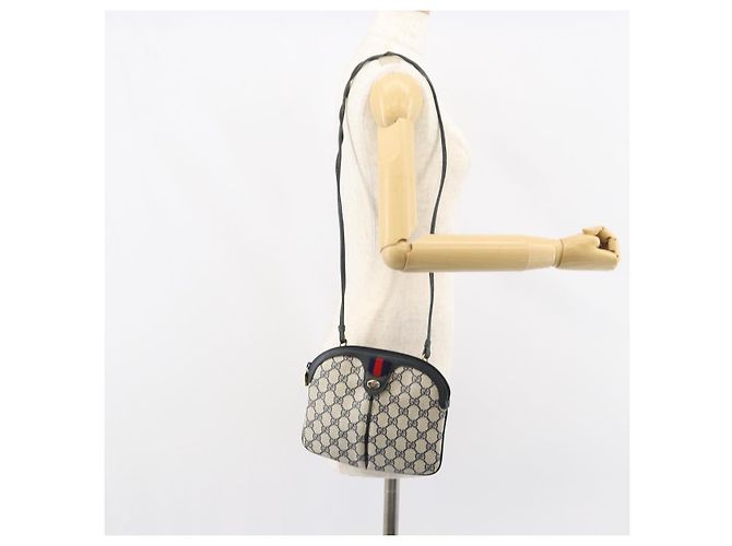 Borsa a Spalla Gucci GG Supreme Sherry Line PVC Blu Navy Oro 904 02 047 Auth BA9137 D'oro - vista 22