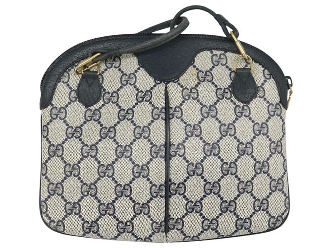 Borsa a Spalla Gucci GG Supreme Sherry Line PVC Blu Navy Oro 904 02 047 Auth BA9137 D'oro - vista 3
