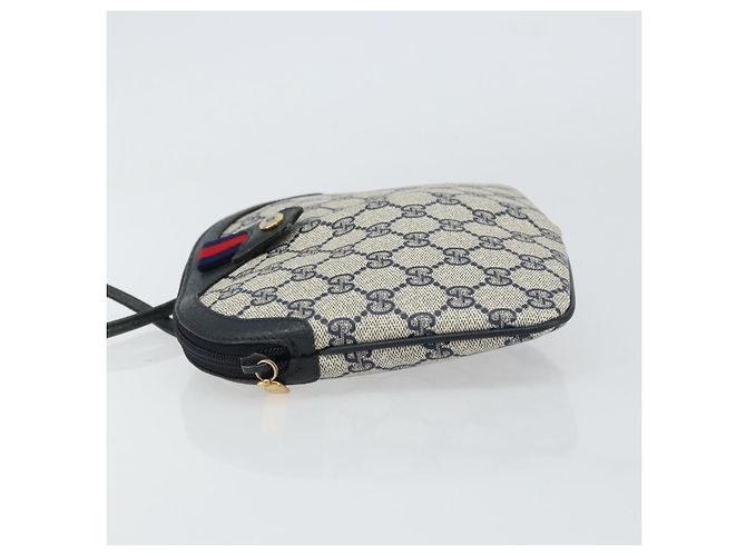 Borsa a Spalla Gucci GG Supreme Sherry Line PVC Blu Navy Oro 904 02 047 Auth BA9137 D'oro - vista 5