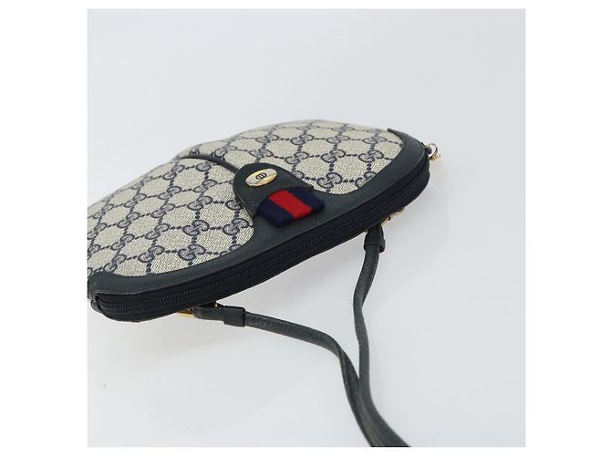 Borsa a Spalla Gucci GG Supreme Sherry Line PVC Blu Navy Oro 904 02 047 Auth BA9137 D'oro - vista 6