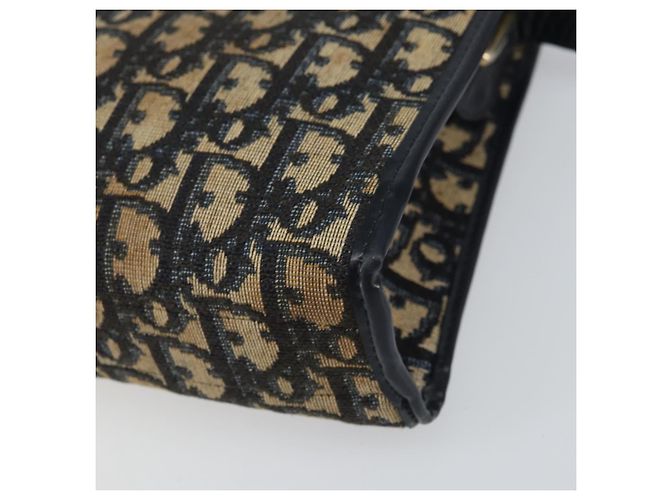 Bolsa de Ombro em Lona Trotter Christian Dior Azul Marinho Dourado Auth 158697 - vista 10