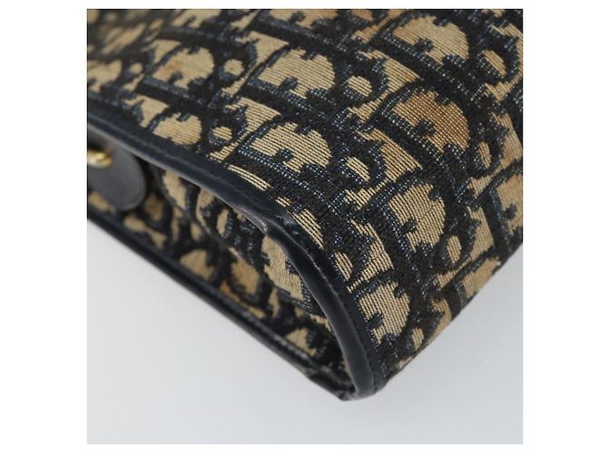 Bolsa de Ombro em Lona Trotter Christian Dior Azul Marinho Dourado Auth 158697 - vista 11