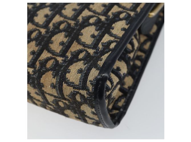 Bolsa de Ombro em Lona Trotter Christian Dior Azul Marinho Dourado Auth 158697 - vista 12
