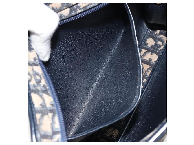 Bolsa de Ombro em Lona Trotter Christian Dior Azul Marinho Dourado Auth 158697 - vista 20