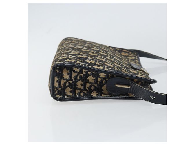 Bolsa de Ombro em Lona Trotter Christian Dior Azul Marinho Dourado Auth 158697 - vista 4