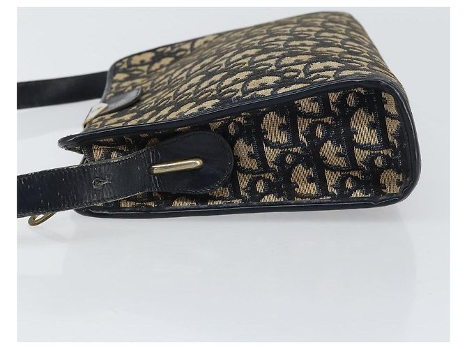 Bolsa de Ombro em Lona Trotter Christian Dior Azul Marinho Dourado Auth 158697 - vista 5