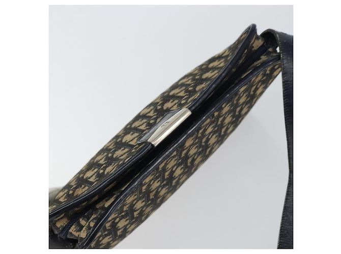 Bolsa de Ombro em Lona Trotter Christian Dior Azul Marinho Dourado Auth 158697 - vista 6