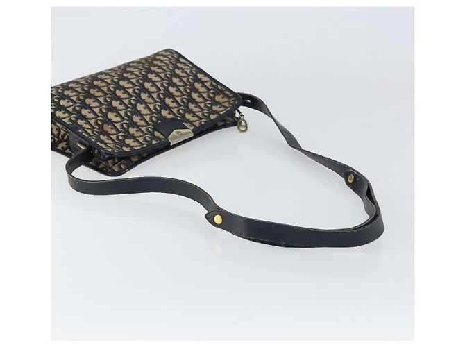 Bolsa de Ombro em Lona Trotter Christian Dior Azul Marinho Dourado Auth 158697 - vista 7