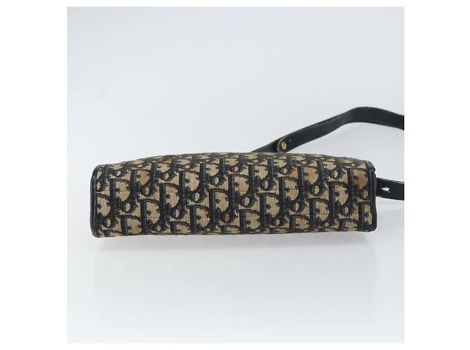 Bolsa de Ombro em Lona Trotter Christian Dior Azul Marinho Dourado Auth 158697 - vista 9