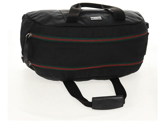 Borsa Boston GUCCI in nylon nero e argento 122324 Auth bs31848 - vista 6