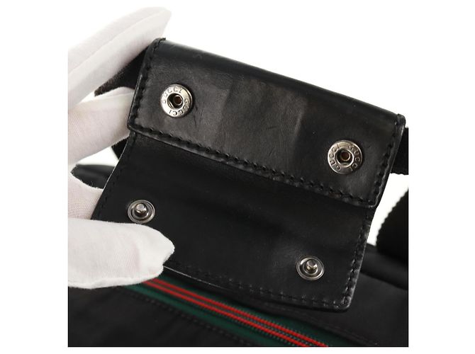Borsa Boston GUCCI in nylon nero e argento 122324 Auth bs31848 - vista 9