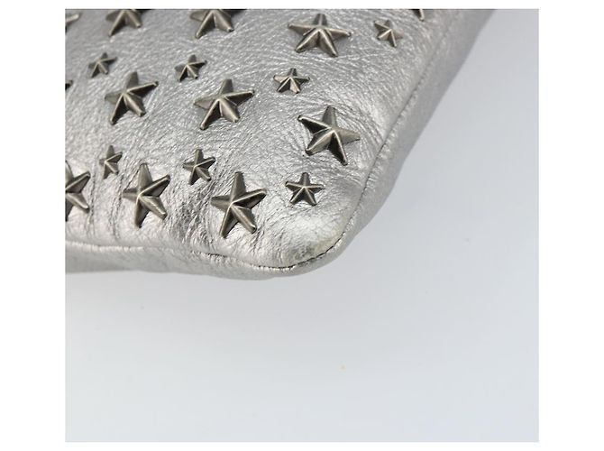 Borsa a mano in pelle con borchie Jimmy Choo Argento Auth 160738 - vista 14
