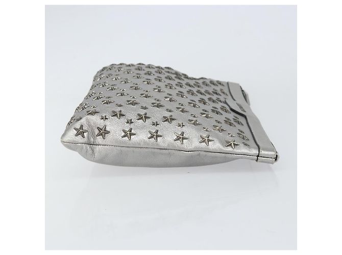 Borsa a mano in pelle con borchie Jimmy Choo Argento Auth 160738 - vista 3