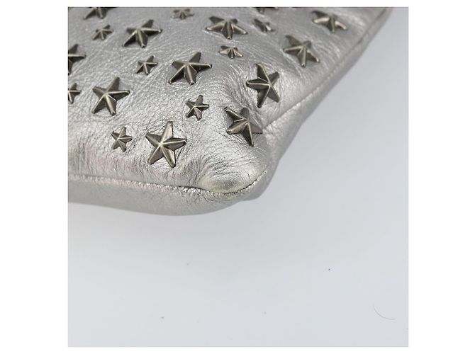 Borsa a mano in pelle con borchie Jimmy Choo Argento Auth 160738 - vista 7