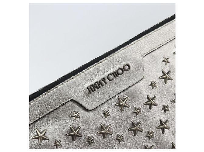 Borsa a mano in pelle con borchie Jimmy Choo Argento Auth 160738 - vista 8