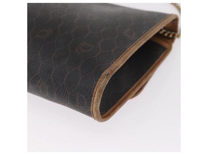 Borsa a spalla in tela a nido d'ape Christian Dior con catena in PVC nero e oro Auth bs32105 - vista 13