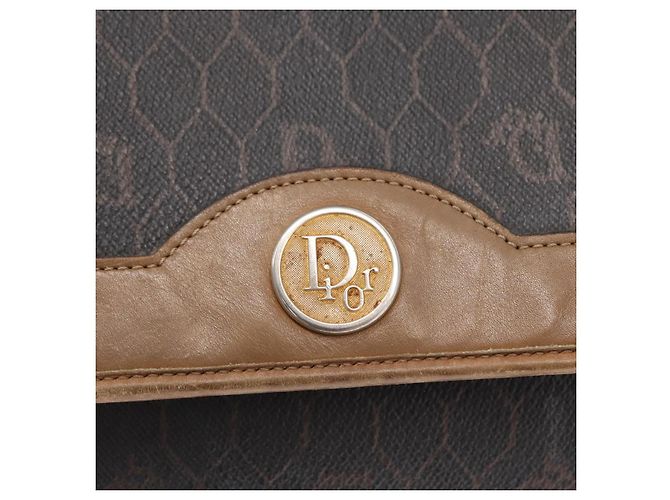 Borsa a spalla in tela a nido d'ape Christian Dior con catena in PVC nero e oro Auth bs32105 - vista 14