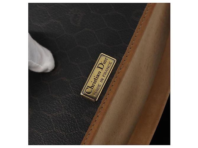 Borsa a spalla in tela a nido d'ape Christian Dior con catena in PVC nero e oro Auth bs32105 - vista 16