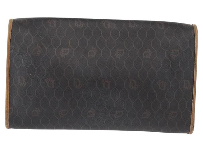 Borsa a spalla in tela a nido d'ape Christian Dior con catena in PVC nero e oro Auth bs32105 - vista 3