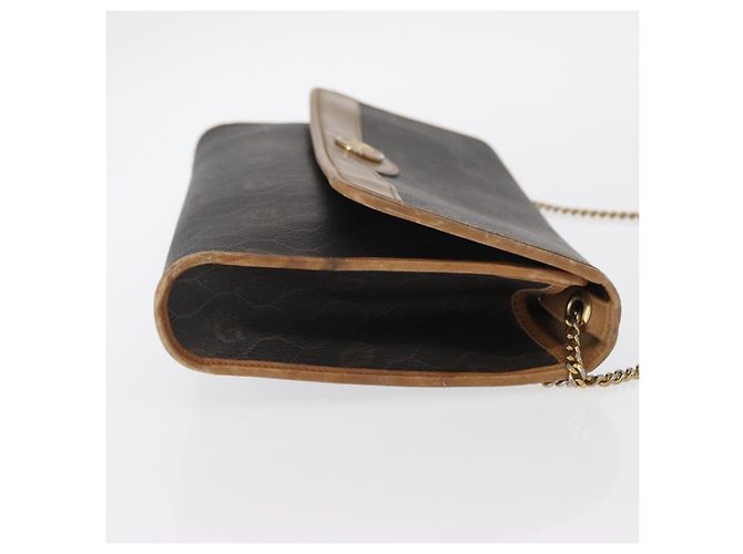 Borsa a spalla in tela a nido d'ape Christian Dior con catena in PVC nero e oro Auth bs32105 - vista 4
