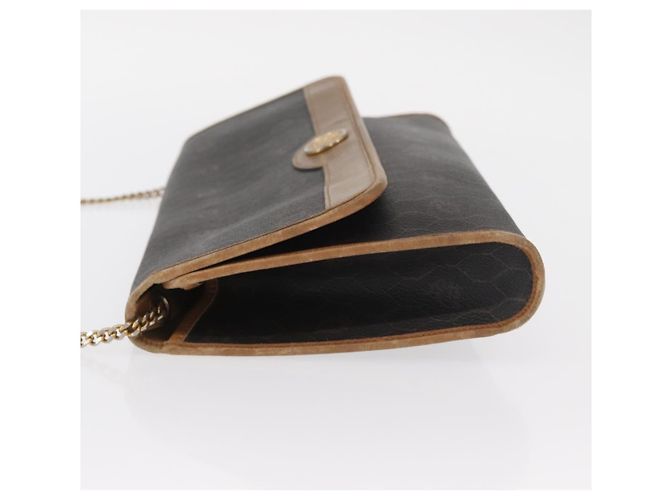 Borsa a spalla in tela a nido d'ape Christian Dior con catena in PVC nero e oro Auth bs32105 - vista 5