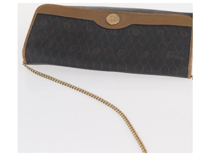 Borsa a spalla in tela a nido d'ape Christian Dior con catena in PVC nero e oro Auth bs32105 - vista 6