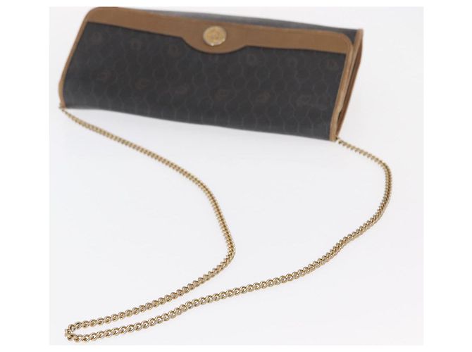 Borsa a spalla in tela a nido d'ape Christian Dior con catena in PVC nero e oro Auth bs32105 - vista 7