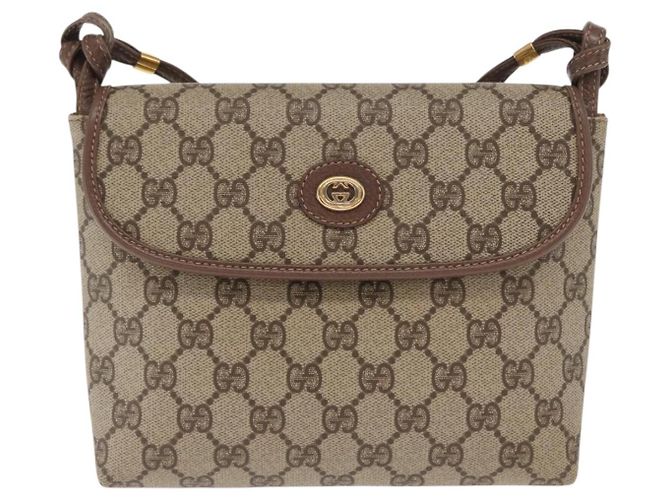 Gucci Borsa a Spalla GG Supreme PVC Beige Oro 007 115 6087 Auth ka1027 D'oro - vista 2