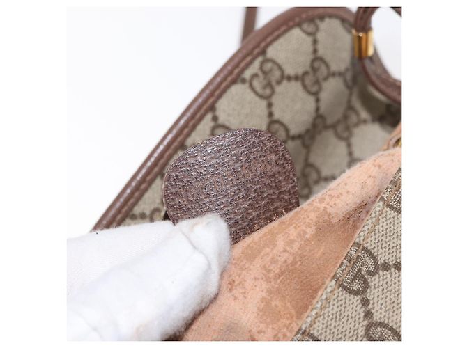 Gucci Borsa a Spalla GG Supreme PVC Beige Oro 007 115 6087 Auth ka1027 D'oro - vista 22