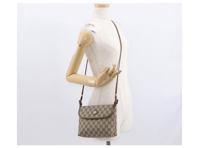 Gucci Borsa a Spalla GG Supreme PVC Beige Oro 007 115 6087 Auth ka1027 D'oro - vista 23