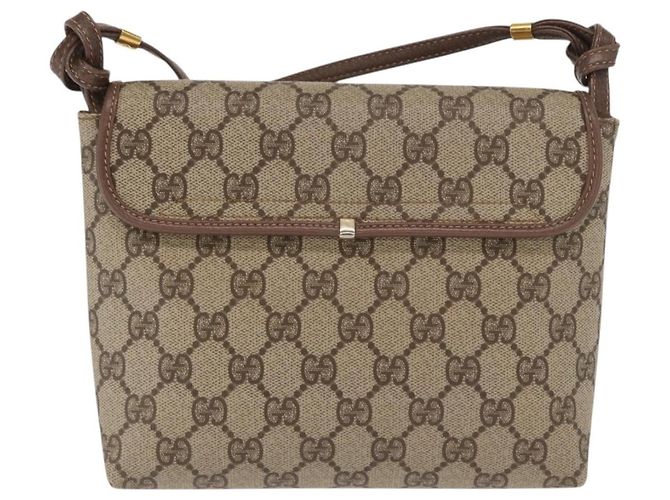Gucci Borsa a Spalla GG Supreme PVC Beige Oro 007 115 6087 Auth ka1027 D'oro - vista 3