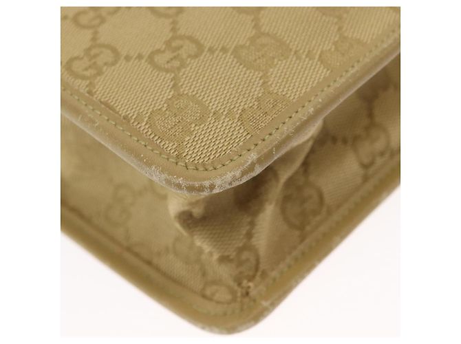 Borsa a Spalla GG Canvas Gucci Beige Oro 91762 Auth 156122 D'oro - vista 13