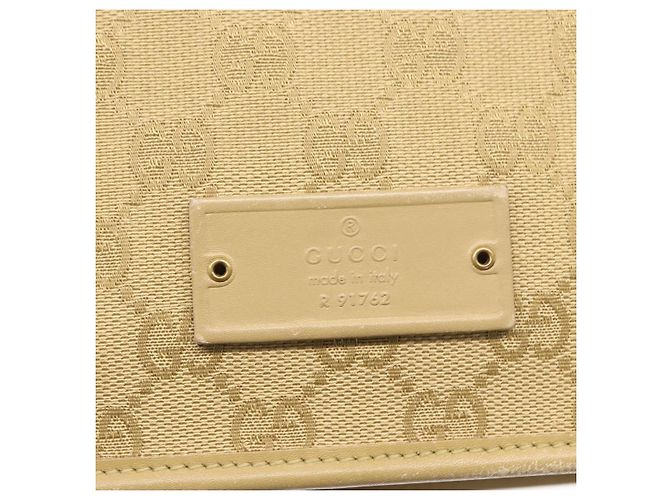 Borsa a Spalla GG Canvas Gucci Beige Oro 91762 Auth 156122 D'oro - vista 15