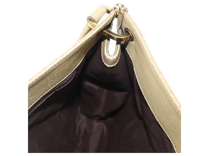 Borsa a Spalla GG Canvas Gucci Beige Oro 91762 Auth 156122 D'oro - vista 19