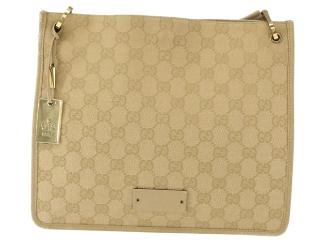 Borsa a Spalla GG Canvas Gucci Beige Oro 91762 Auth 156122 D'oro - vista 2