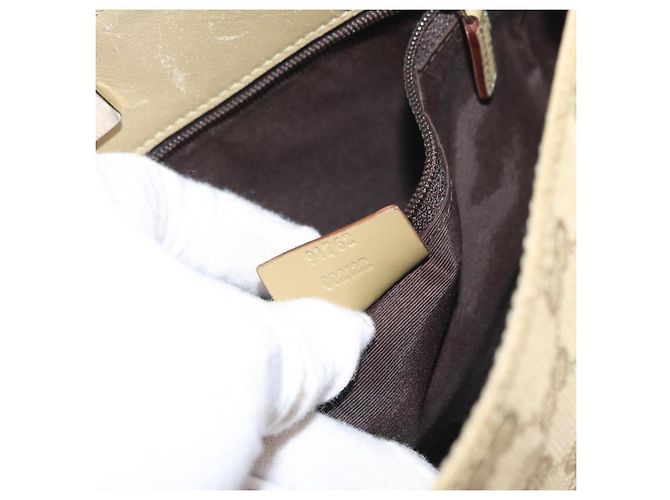 Borsa a Spalla GG Canvas Gucci Beige Oro 91762 Auth 156122 D'oro - vista 23