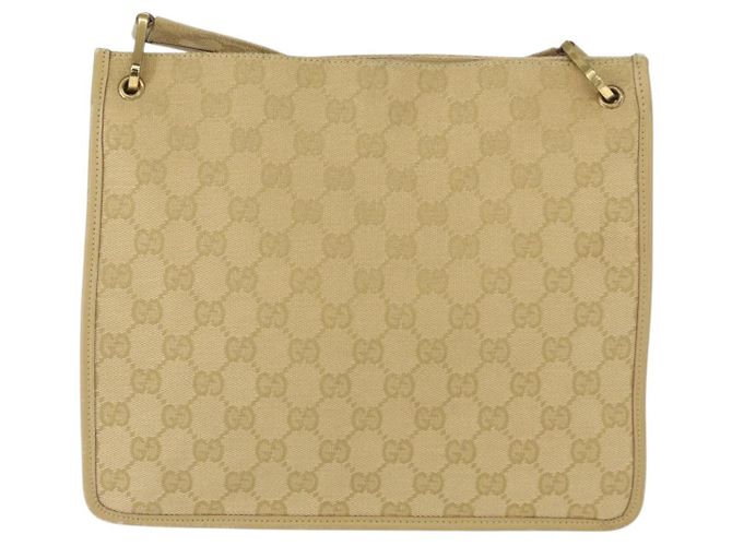 Borsa a Spalla GG Canvas Gucci Beige Oro 91762 Auth 156122 D'oro - vista 3