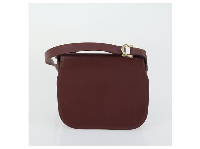 CARTIER Borsa a Spalla Must Line Pelle 2 Set Bordeaux Oro Auth mr1722 D'oro Bordò - vista 10