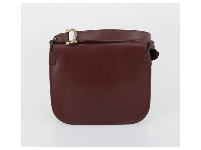 CARTIER Borsa a Spalla Must Line Pelle 2 Set Bordeaux Oro Auth mr1722 D'oro Bordò - vista 11