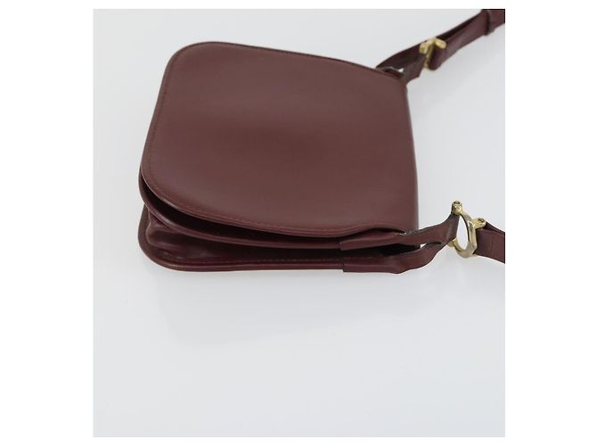 CARTIER Borsa a Spalla Must Line Pelle 2 Set Bordeaux Oro Auth mr1722 D'oro Bordò - vista 12